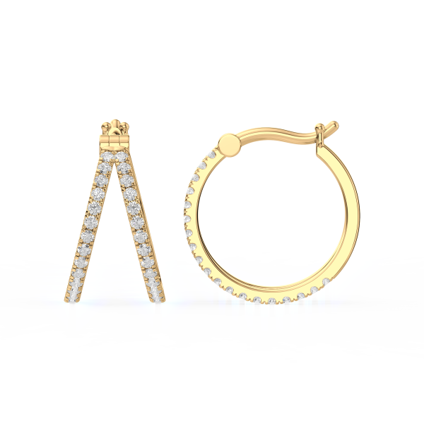 Double Row Diamond Hoop Earrings