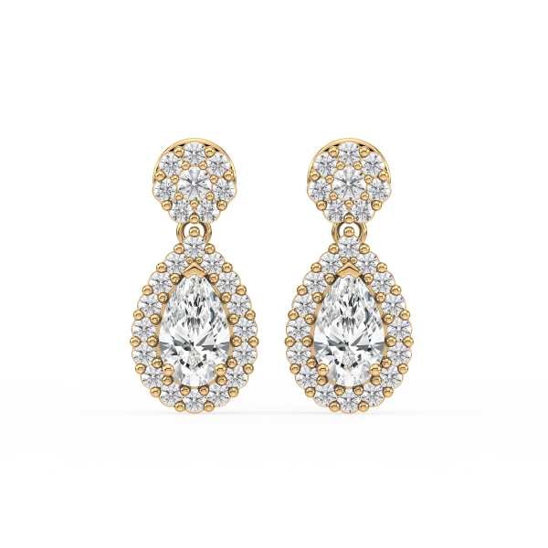 Pear-Shaped Diamond Halo Drop Earrings