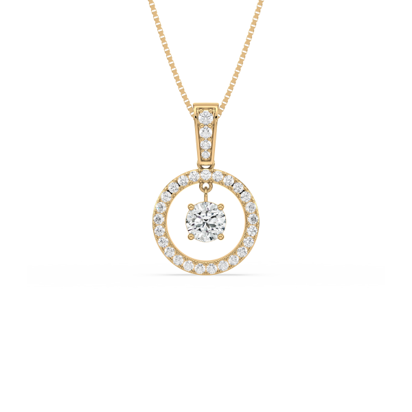 Diamond Circle Pendant with Floating Solitaire