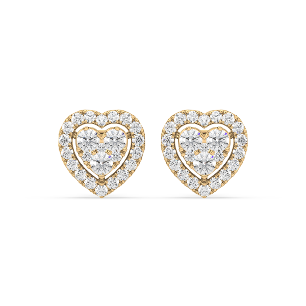 Diamond Heart Stud Earrings