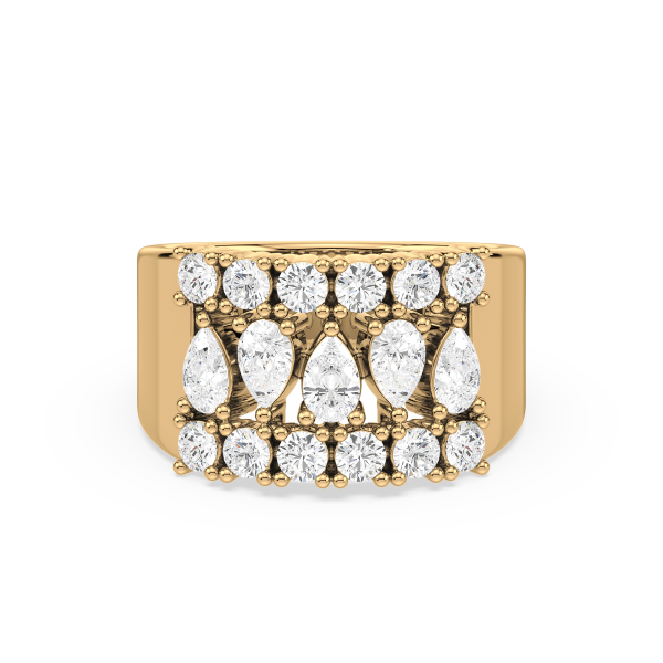 Pear and Round Diamond Statement Ring