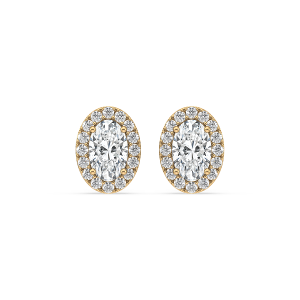Oval Diamond Halo Stud Earrings